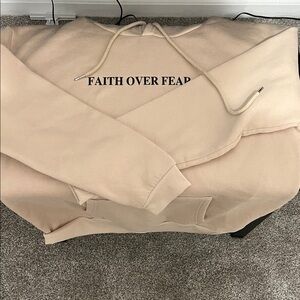 Beige 'Faith Over Fear' Hoodie